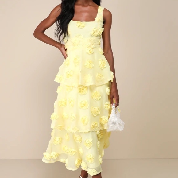 Lulus Dresses & Skirts - Elegant Yellow Floral Dress